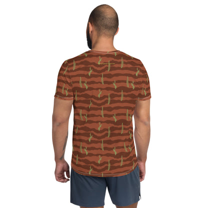 Daydreamer—Desert Landscape Stripes Mesh Athletic T-shirt