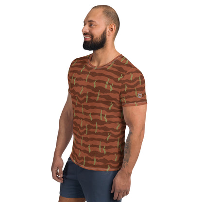 Daydreamer—Desert Landscape Stripes Mesh Athletic T-shirt