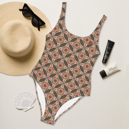 Flower Power—Sunset—Flower Child Tile One-Piece Swimsuit