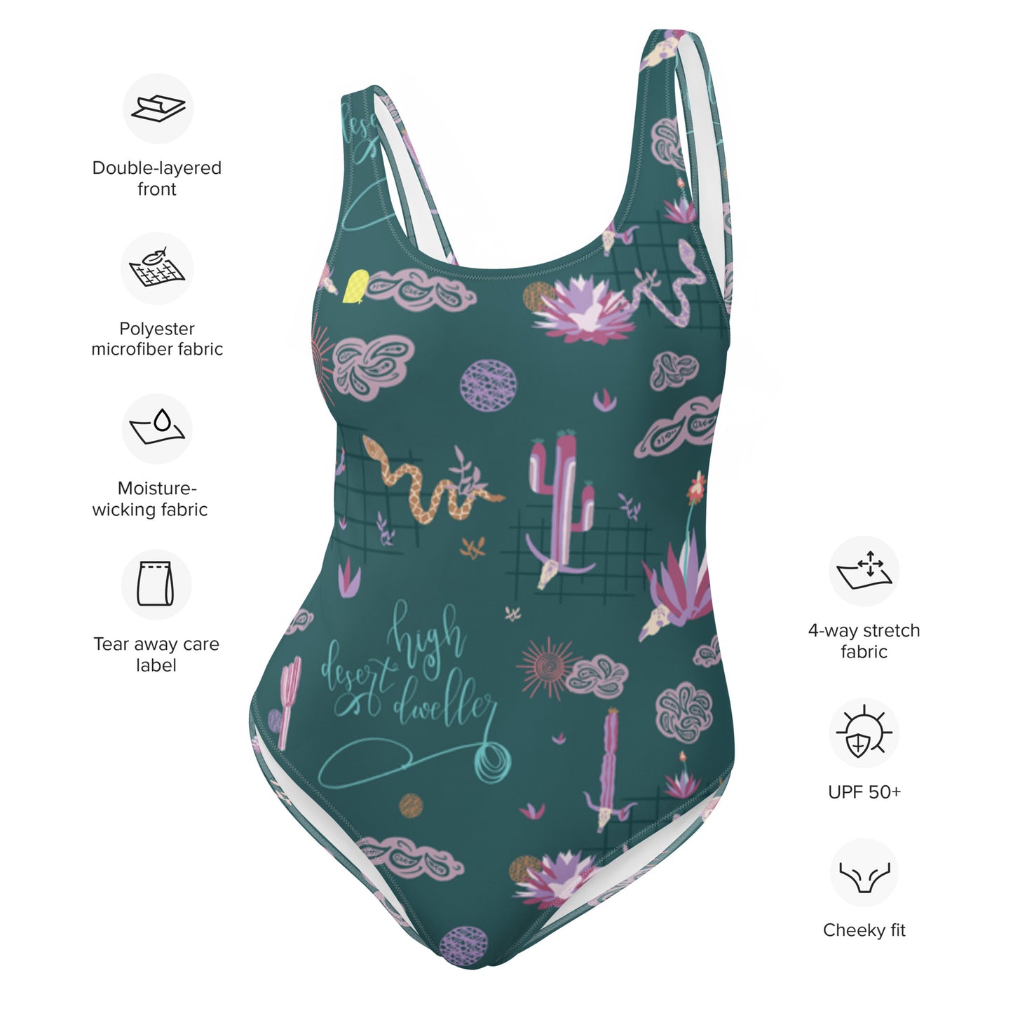 Out West—Disco Cowgirl—High Desert Dweller One-Piece Swimsuit