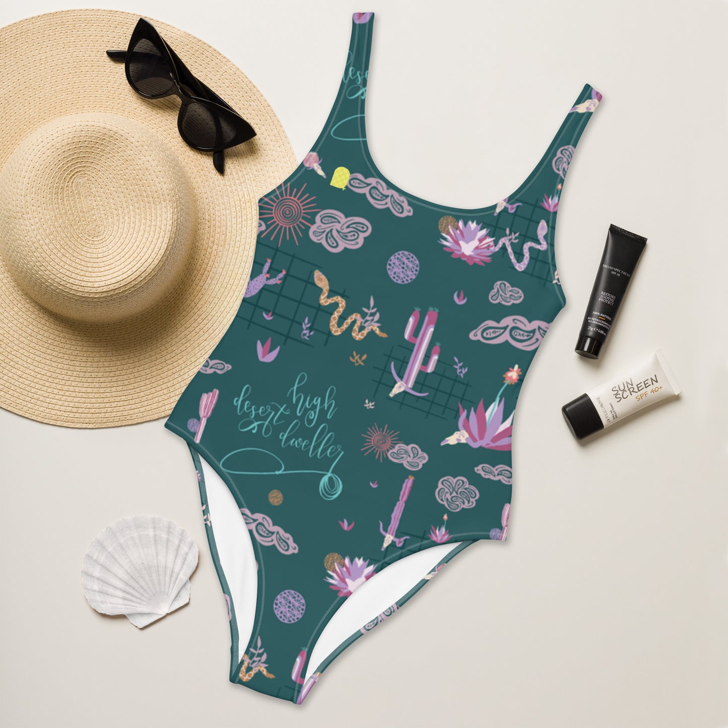 Out West—Disco Cowgirl—High Desert Dweller One-Piece Swimsuit