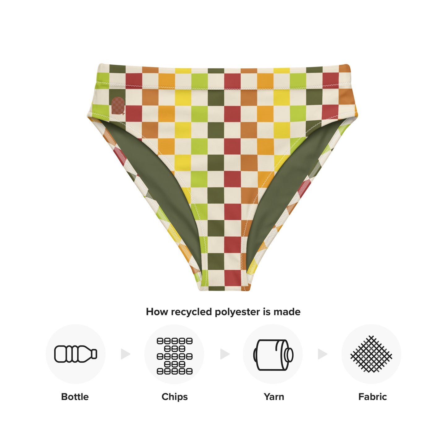 Flower Power—Daylight—Rainbow Checkerboard Bikini Bottom