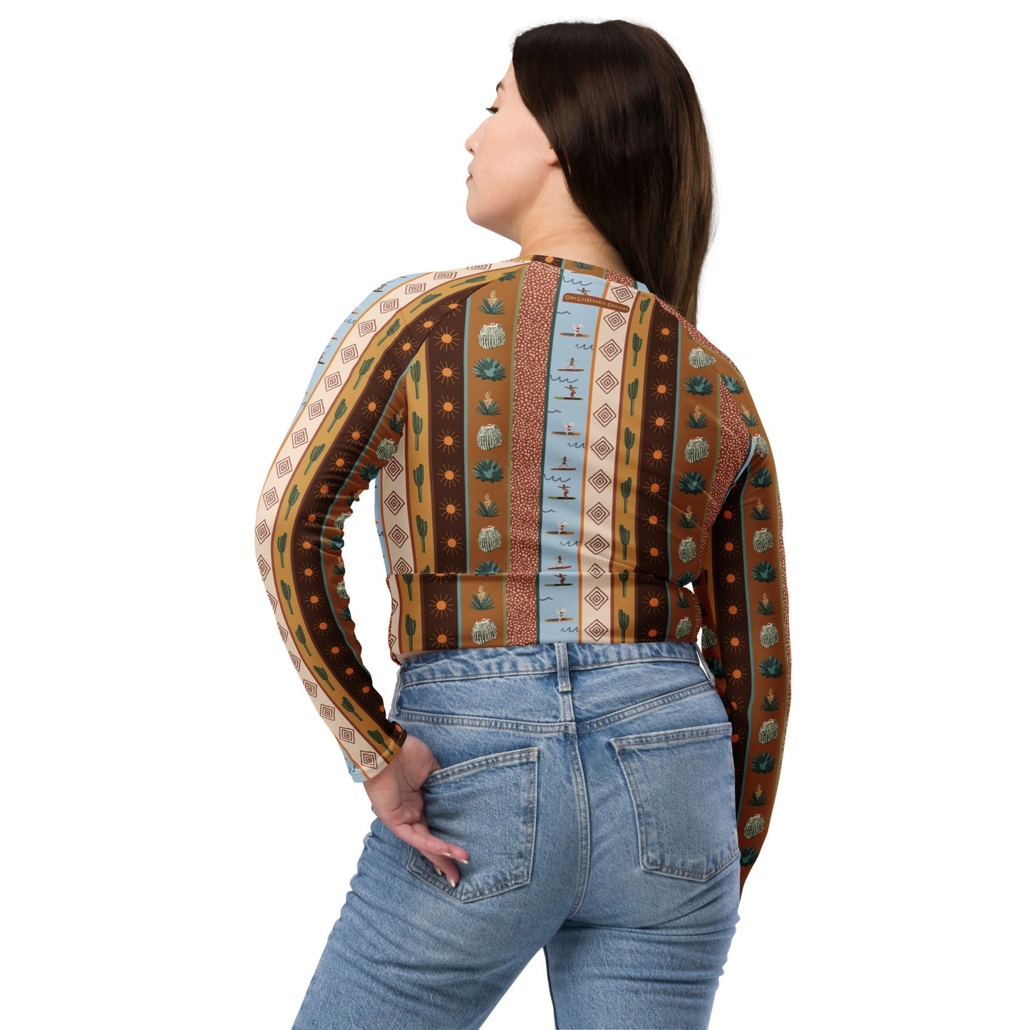 Daydreamer—Desert Boarder Print Long-Sleeve Cropped Rashguard