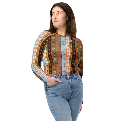 Daydreamer—Desert Boarder Print Long-Sleeve Cropped Rashguard