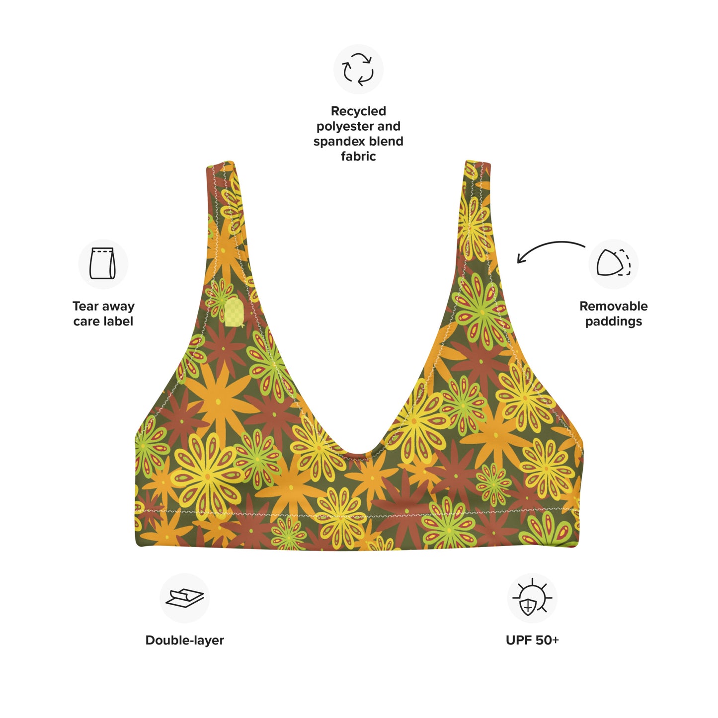 Flower Power—Daylight—Flower Power Bikini Top