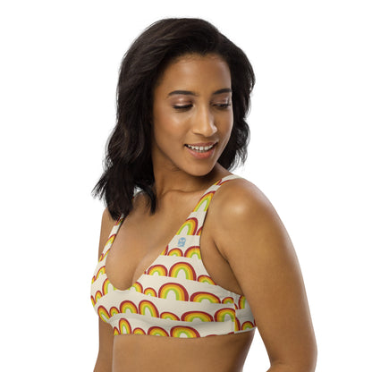 Flower Power—Daylight—Rainbow Stripes Bikini Top