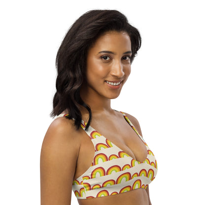 Flower Power—Daylight—Rainbow Stripes Bikini Top