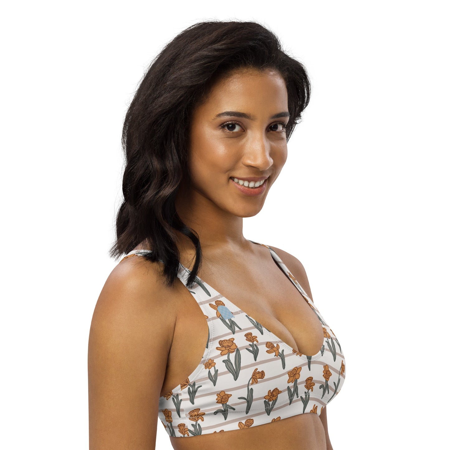 Spring Notions—Daffodil Field Stripes Bikini Top