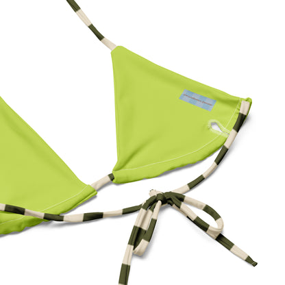 Flower Power—Daylight—Green + Cream Checkerboard String Bikini Top