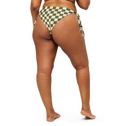 Flower Power—Daylight—Green + Cream Checkerboard String Bikini Bottom