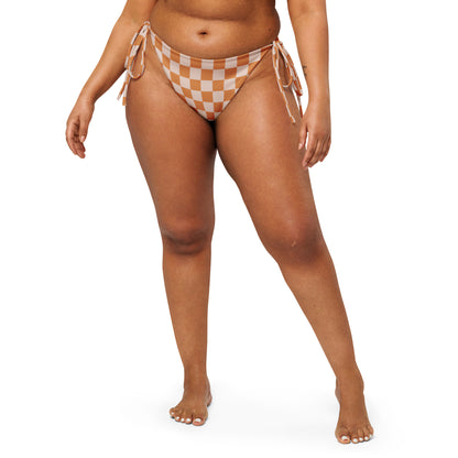 Flower Power—Sunset—Orange + Blush Checkerboard String Bikini Bottom