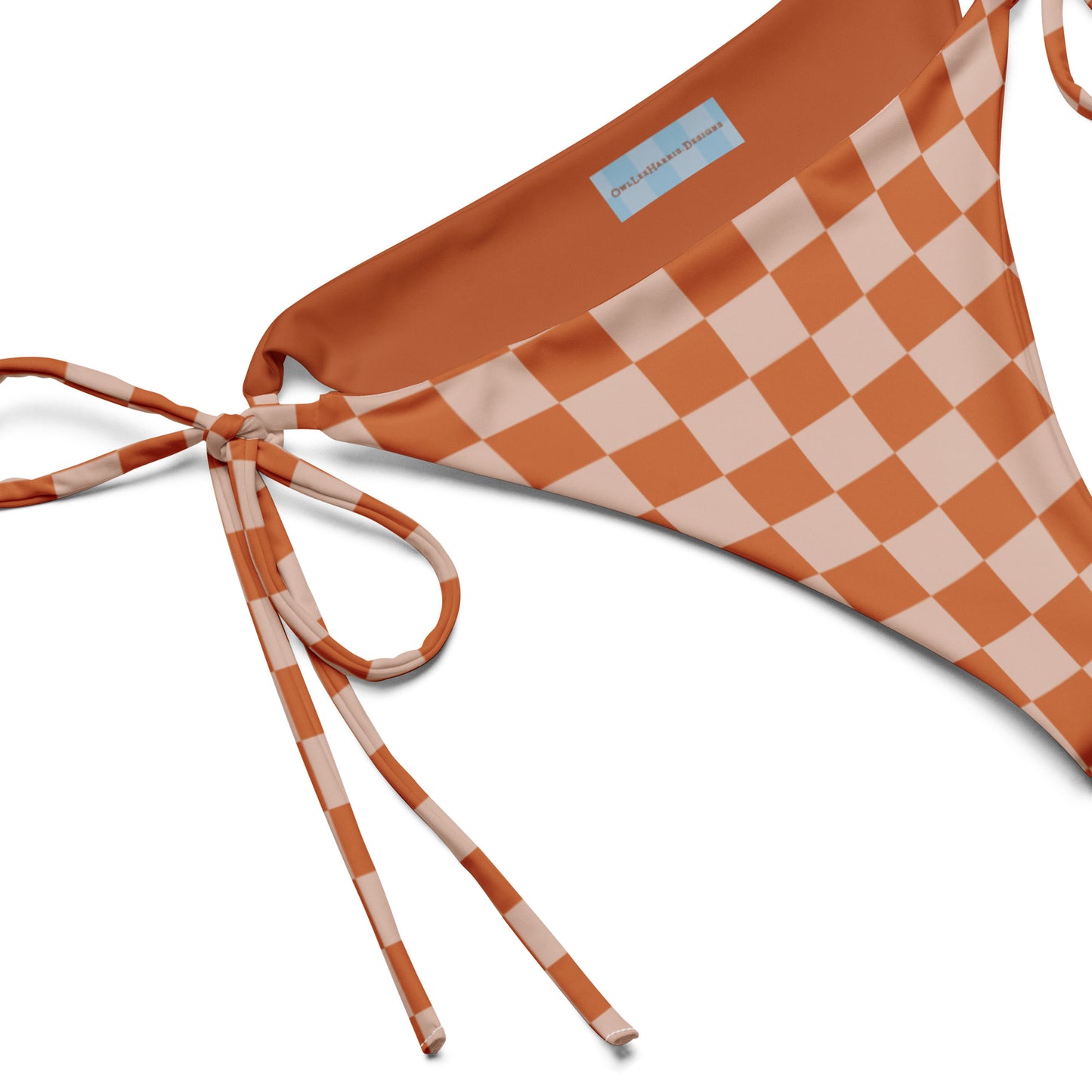 Flower Power—Sunset—Orange + Blush Checkerboard String Bikini Bottom