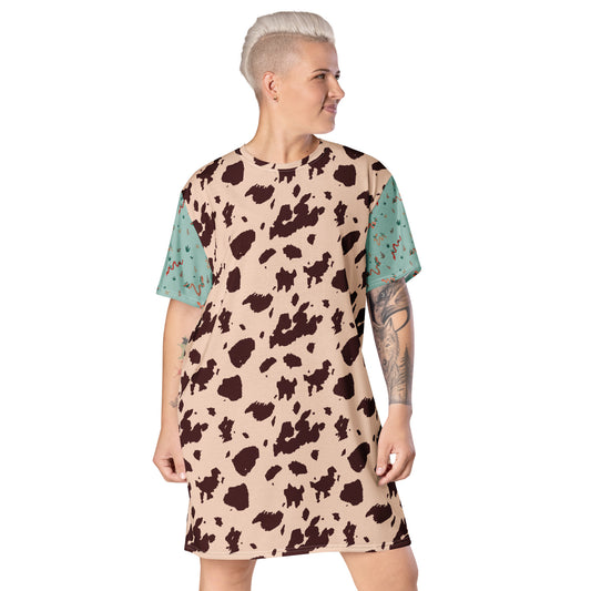 Out West—Classic—Cow Hide + Snakes in the Grass T-shirt dress