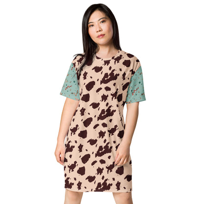 Out West—Classic—Cow Hide + Snakes in the Grass T-shirt dress