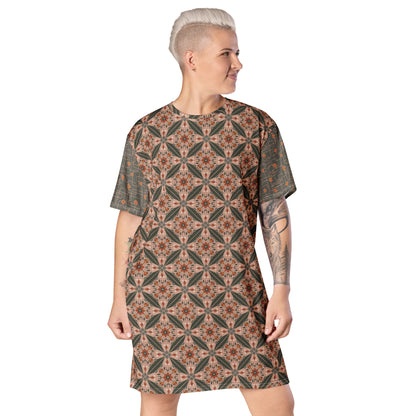 Flower Power—Sunset—Flower Child Tile + Atomic Flower Child T-shirt dress