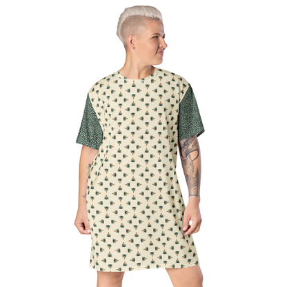 Daydreamer—Yucca Garden Tile + Wake Bubbles T-shirt dress