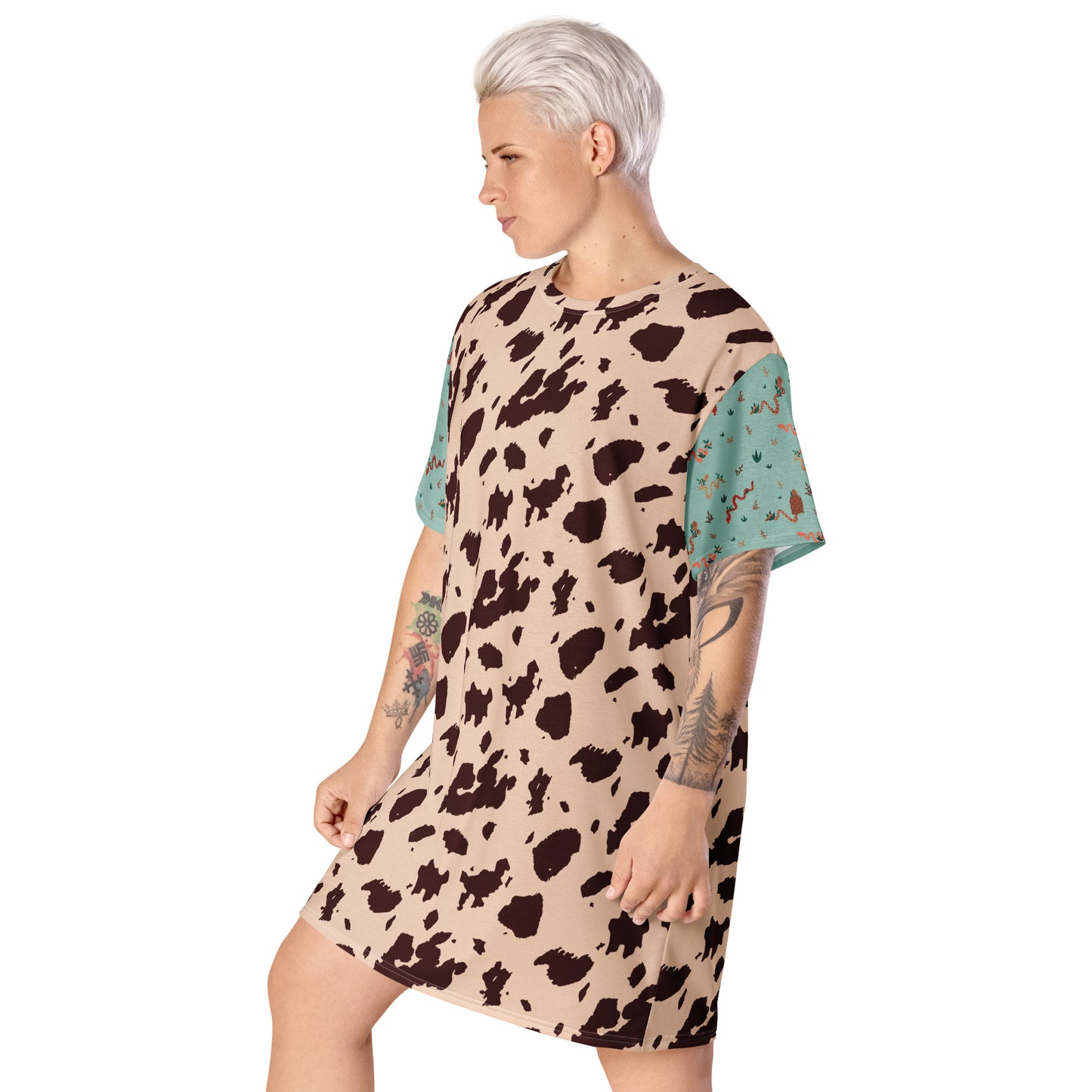 Out West—Classic—Cow Hide + Snakes in the Grass T-shirt dress