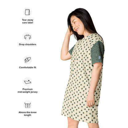 Daydreamer—Yucca Garden Tile + Wake Bubbles T-shirt dress