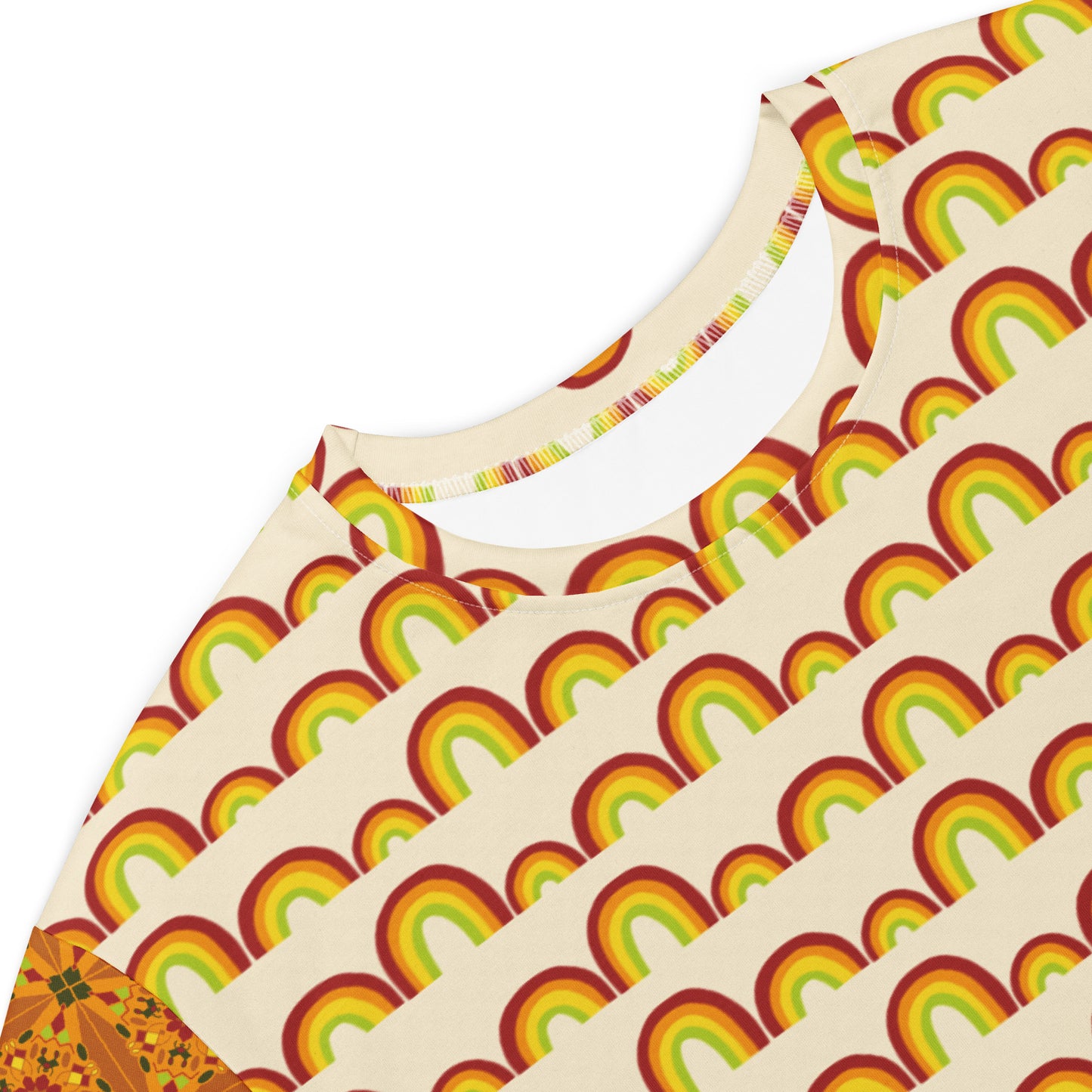 Flower Power—Daylight—Rainbow Stripe + Flower Child Tile T-shirt dress