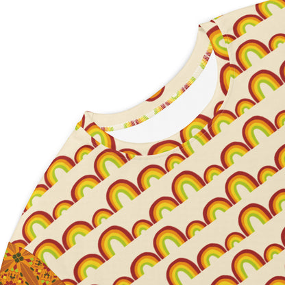 Flower Power—Daylight—Rainbow Stripe + Flower Child Tile T-shirt dress