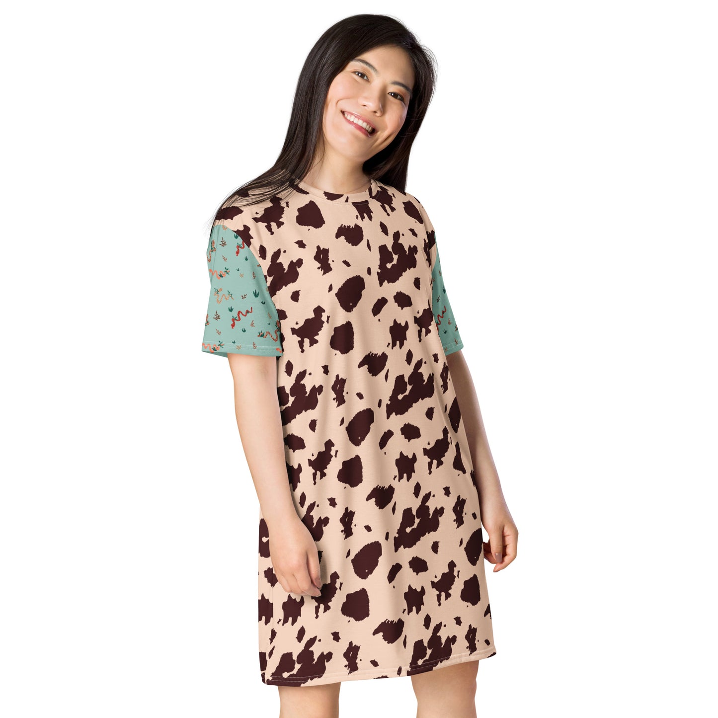 Out West—Classic—Cow Hide + Snakes in the Grass T-shirt dress