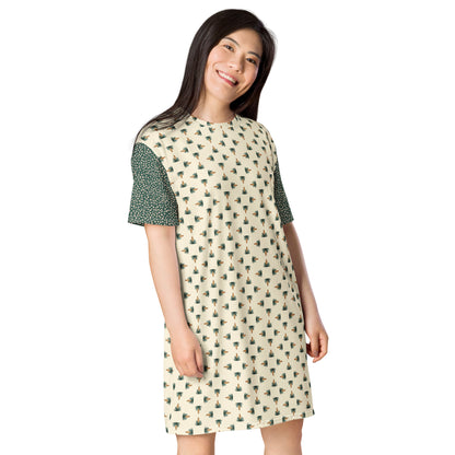 Daydreamer—Yucca Garden Tile + Wake Bubbles T-shirt dress