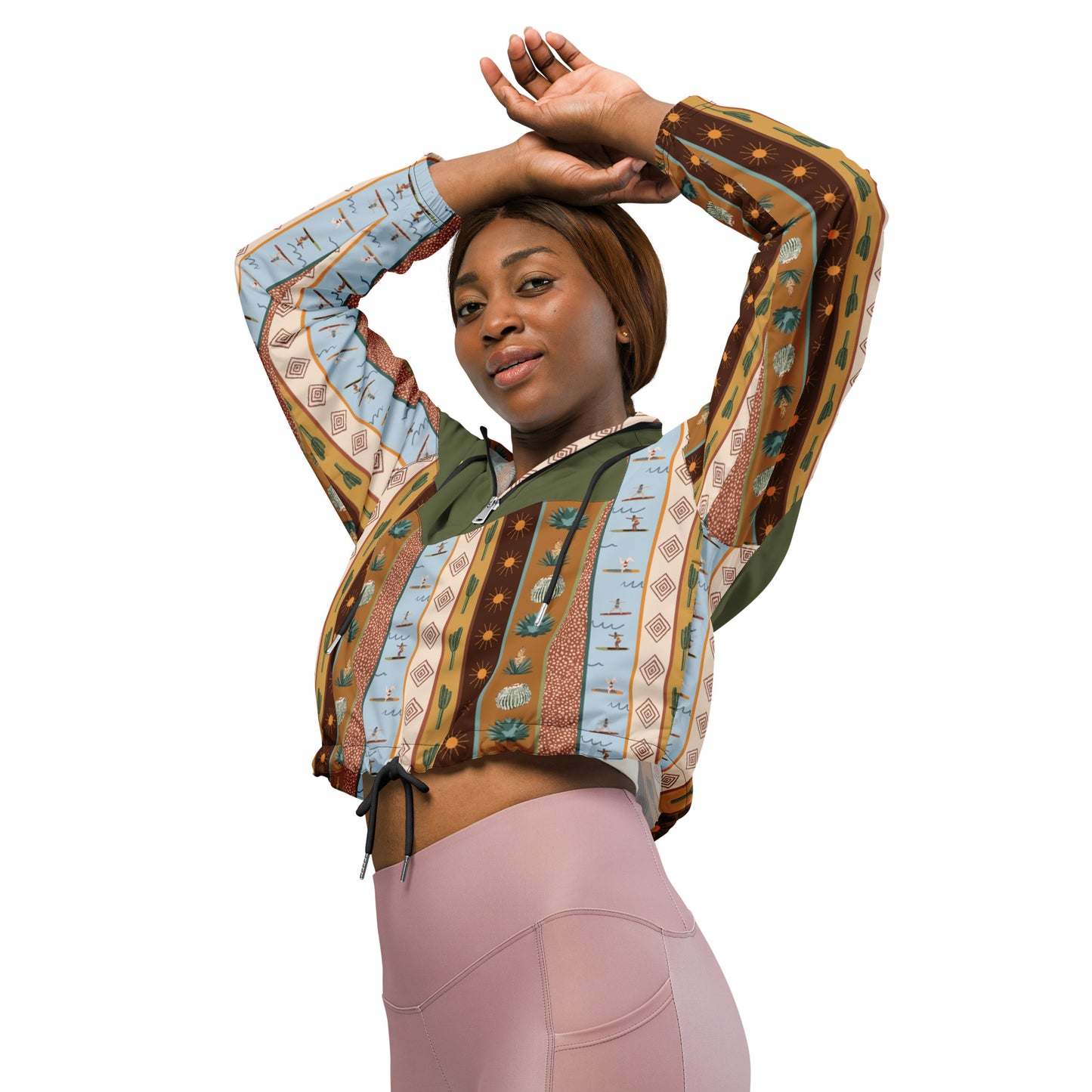 Daydreamer—Desert Boarder Print Cropped Windbreaker