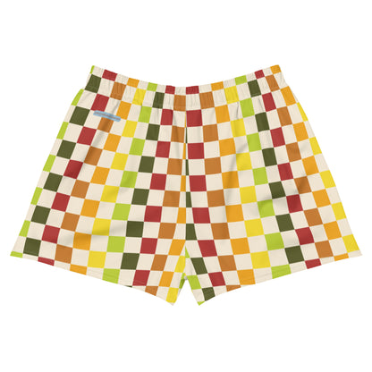 Flower Power—Daylight—Rainbow Checkerboard Athletic Shorts