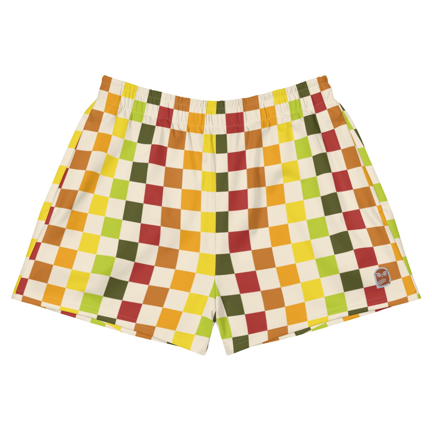 Flower Power—Daylight—Rainbow Checkerboard Athletic Shorts