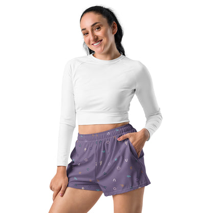 Out West—Disco Cowgirl—Ditsy Horse Shoes Athletic Shorts